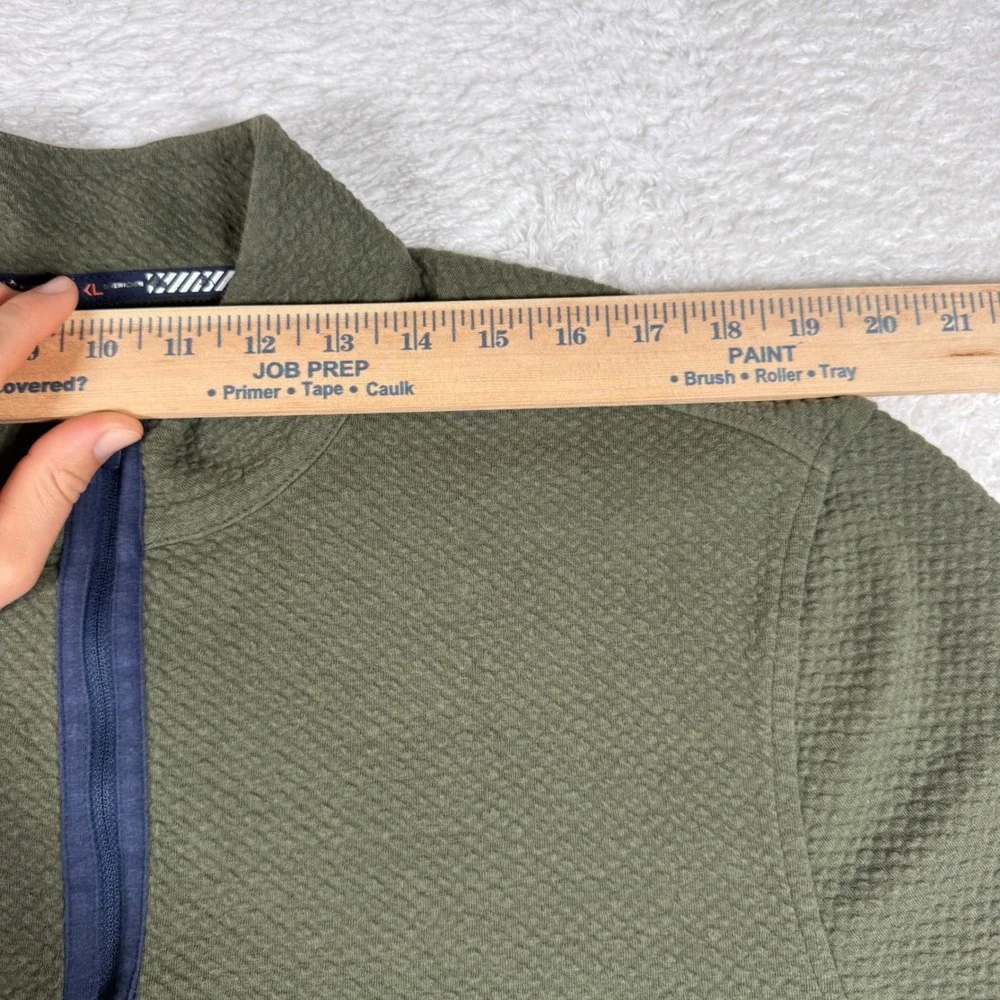 Southern Tide Tide To Rail Mens XL Green Spandex 1/4 Zip L/S Textured Pullover